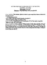 Đề thi chọn học sinh giỏi cấp trường Ngữ văn lớp 7 - Năm học 2015-2016